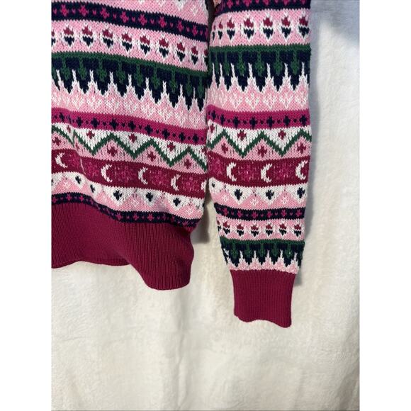 J. Crew Fair Isle Crew Neck Sweater Sz XS Pink Blue White Green All Over Striped - Picture 3 of 9